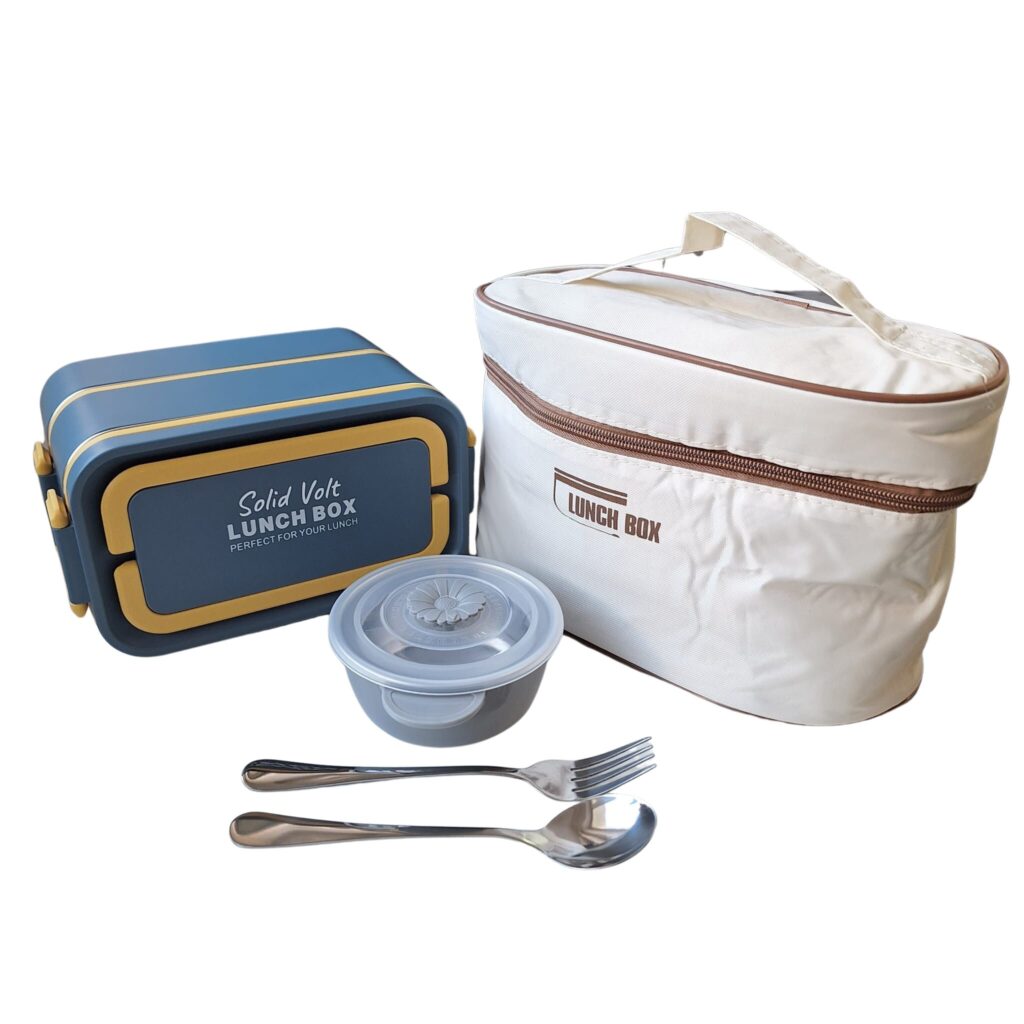 廃盤・美品　SOMABITO CONTAINER WALL POCKET Caserola Pentru Pranz, Albastra, Bento Box Din Inox, Cu Tacamuri