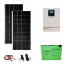 Sistem/kit fotovoltaic cu panouri solare 280W + Invertor hibrid 1kW 12V + baterie LiFePO4 litiu 100Ah + conectori si cablu