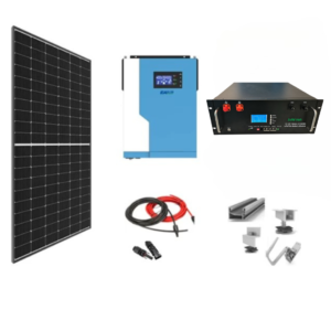Sistem OFF-GRID complet 5.6 KW instalat panouri fotovoltaice cu baterie LiFePO4 litiu si invertor HIBRID de 5,5 kw continuu/ 11 kw varf pe 48V, panou solar
