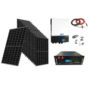Sistem OFF GRID complet 8 KW instalat panouri fotovoltaice cu baterie LiFePO4 litiu si invertor HIBRID de 8 kw pe 48V panou solar 1