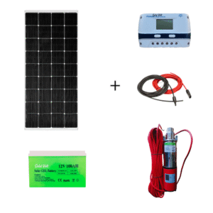 Kit panou solar 200W cu pompa de apa submersibila de adancime medie 12V, PWM 40A, baterie 100Ah