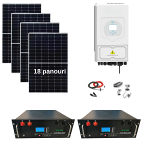 Sistem complet fotovoltaic 8 kw panouri + 8 kw Deye monofazat + 10.24 kw stocare LiFePO4
