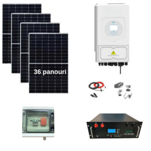 Sistem complet fotovoltaic 16 kw panouri + 15 kw Deye trifazat + 5.12 kw stocare LiFePO4
