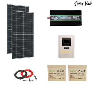 Sistem complet marca Solid Volt OFF-GRID 820W pe 24V cu baterii de 55Ah si invertor SINUS PUR 2000W putere continua, panou solar