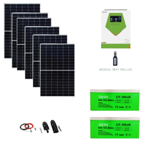 Sistem/kit fotovoltaic cu panouri solare 460W + Invertor hibrid 4.5kW 24V+ baterii solare 250Ah Solid Volt+ conectori si cablu