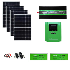 Sistem/kit fotovoltaic cu 4 panouri solare 460W + Invertor sinus pur 2000W/4000W Solid Volt + MPPT 80A+ baterii solare 200Ah Solid Volt+ conectori si cablu