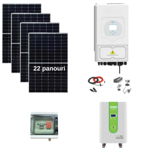 Sistem complet fotovoltaic 10 kw panouri + 8 kw Deye trifazat + 15 kw stocare litiu LiFePO4