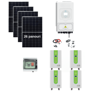 Sistem complet fotovoltaic 12 kw panouri + 20 kw Deye trifazat + 60 kw stocare LiFePO4