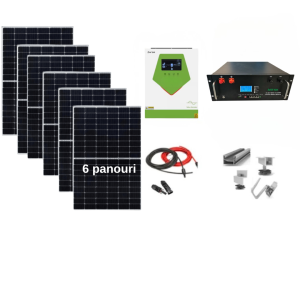 Sistem OFF-GRID complet 2.7 KW instalat panouri fotovoltaice, cu baterie LiFePO4 litiu 5.12kwh si invertor HIBRID de 6.5 kw pe 48V, panou solar