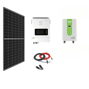 Sistem OFF-GRID complet cu 8 panouri fotovoltaice 460W, baterie LiFePO4 litiu 15.36kwh si invertor HIBRID de 10 kw pe 48V